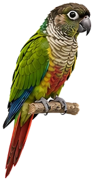 A green-cheek conure, perched